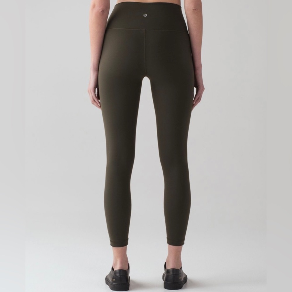 Lululemon Wunder Under Hi-Rise 7/8 Tight Dark Olive Green Leggings Size 4